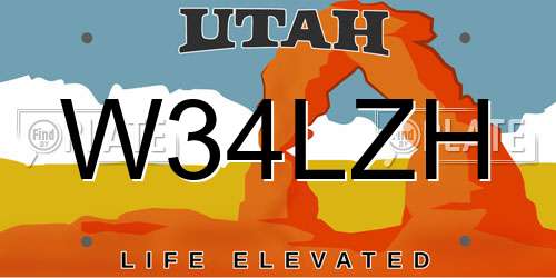 W34LZH Utah License Plate