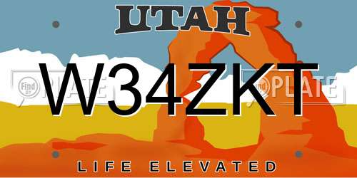 W34ZKT Utah License Plate
