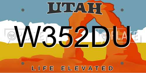 W352DU Utah License Plate