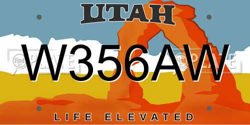W356AW Utah License Plate