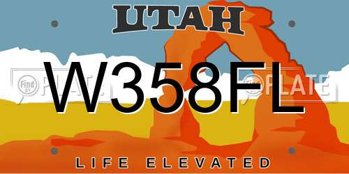W358FL Utah License Plate
