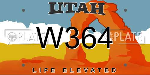W364 Utah License Plate