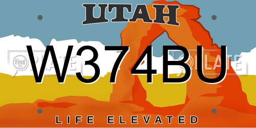 W374BU Utah License Plate
