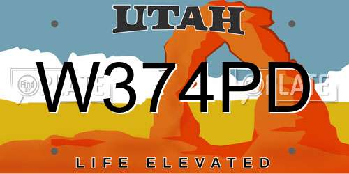 W374PD Utah License Plate