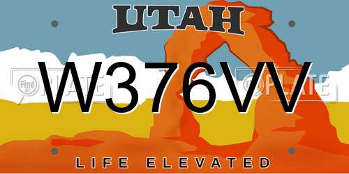 W376VV Utah License Plate