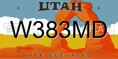 W383MD Utah License Plate
