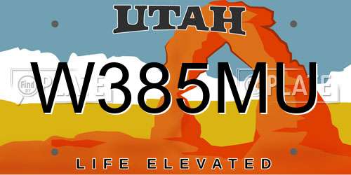 W385MU Utah License Plate