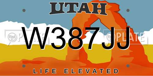 W387JJ Utah License Plate