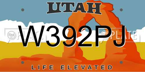 W392PJ Utah License Plate