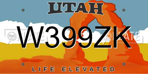 W399ZK Utah License Plate