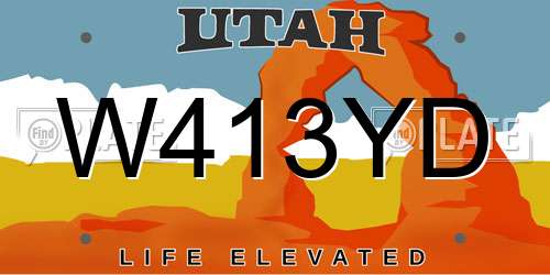 W413YD Utah License Plate
