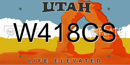 W418CS Utah License Plate