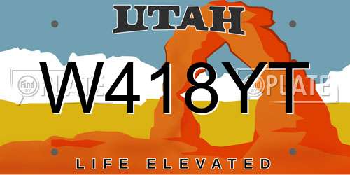 W418YT Utah License Plate