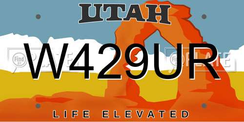 W429UR Utah License Plate