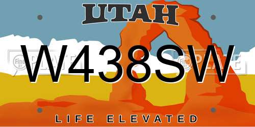 W438SW Utah License Plate