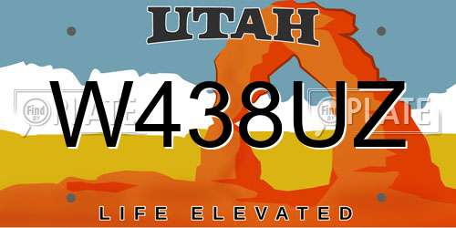 W438UZ Utah License Plate