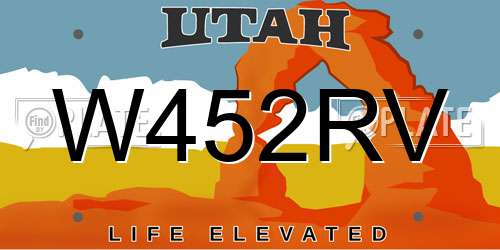 W452RV Utah License Plate