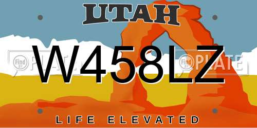 W458LZ Utah License Plate