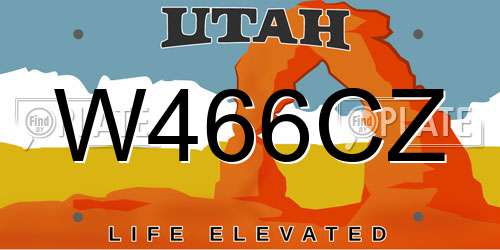 W466CZ Utah License Plate