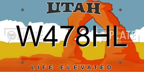 W478HL Utah License Plate
