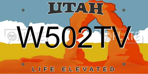 W502TV Utah License Plate