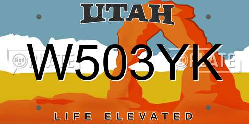 W503YK Utah License Plate