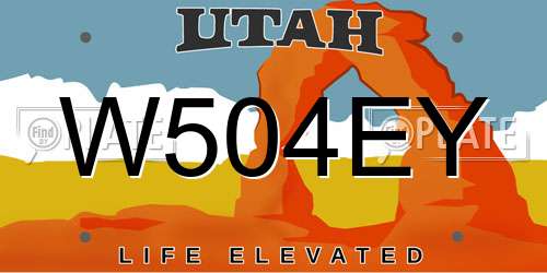 W504EY Utah License Plate