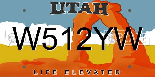 W512YW Utah License Plate