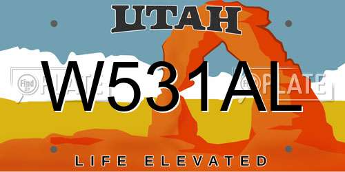 W531AL Utah License Plate