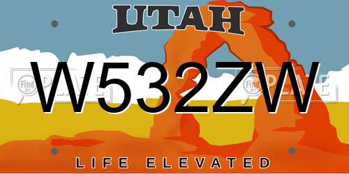 W532ZW Utah License Plate