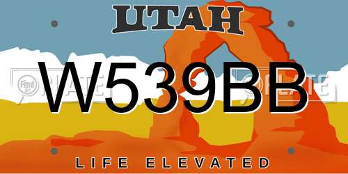 W539BB Utah License Plate