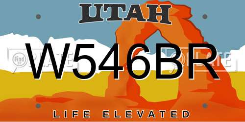 W546BR Utah License Plate