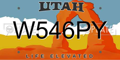 W546PY Utah License Plate