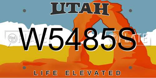 W5485S Utah License Plate