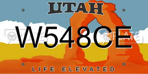 W548CE Utah License Plate