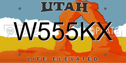 W555KX Utah License Plate