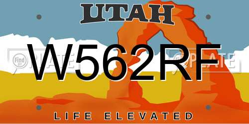 W562RF Utah License Plate