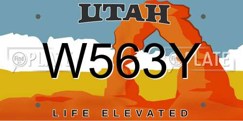 W563Y Utah License Plate