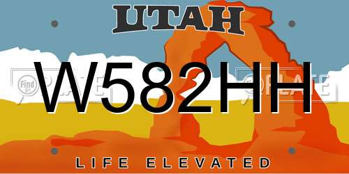 W582HH Utah License Plate