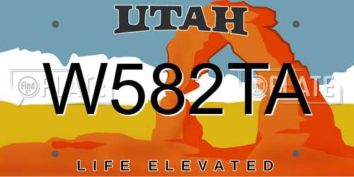 W582TA Utah License Plate