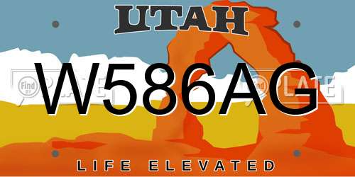 W586AG Utah License Plate