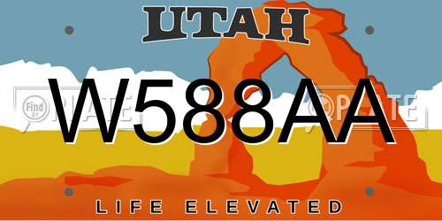 W588AA Utah License Plate
