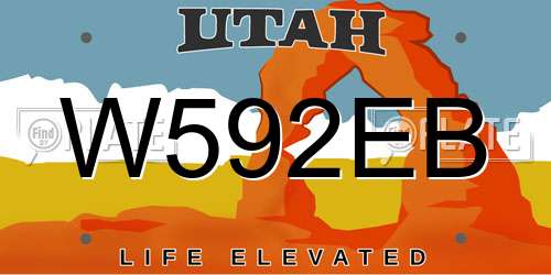 W592EB Utah License Plate