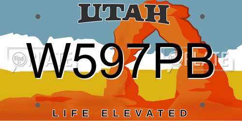 W597PB Utah License Plate