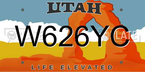 W626YC Utah License Plate