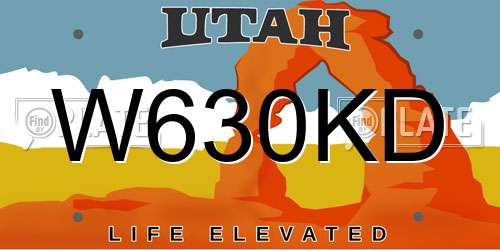 W630KD Utah License Plate