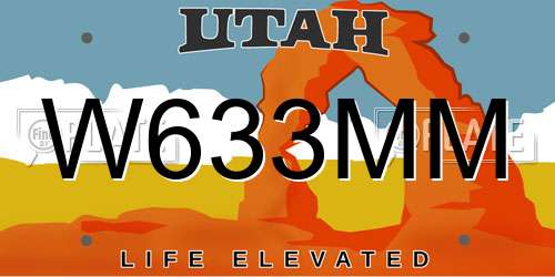 W633MM Utah License Plate