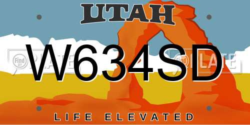 W634SD Utah License Plate