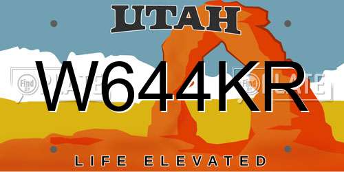 W644KR Utah License Plate