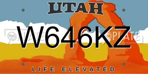 W646KZ Utah License Plate